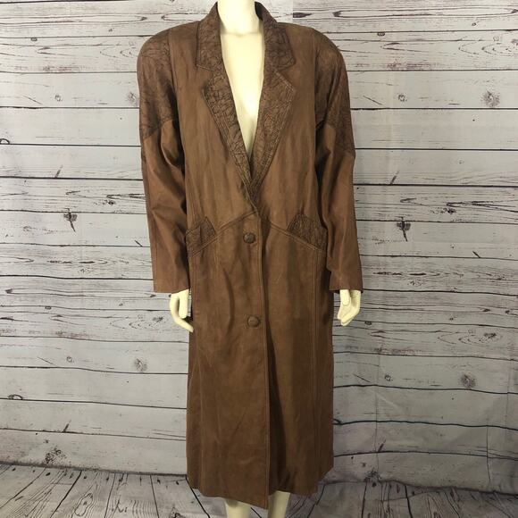 Vintage 80s G-III Global Identity Oversized Slouchy brown leather coat large - Picture 15 of 16